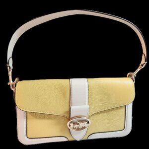 Coach C8607 Georgie Purse Bag In Colorblock Gold Retro Yellow Chalk